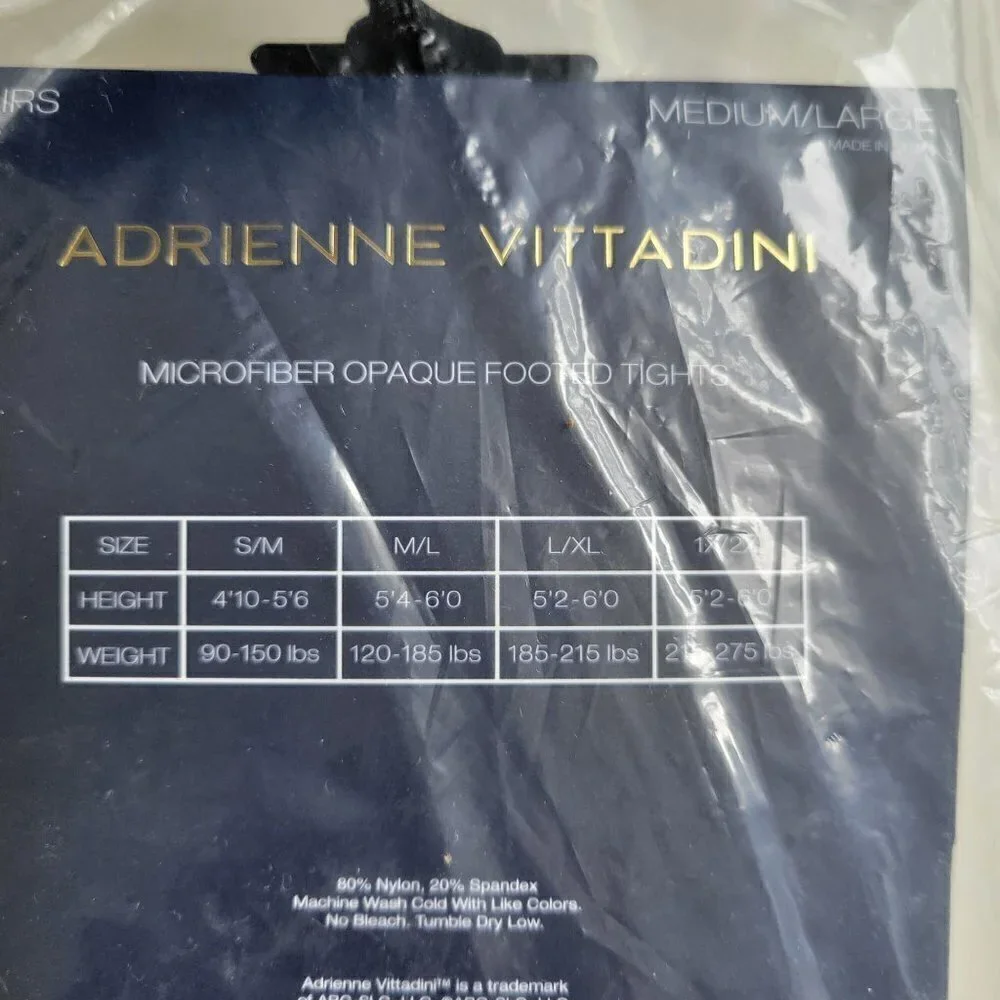 Adrienne Vittadini MicroFiber Opaque Footed Tights Size M/L